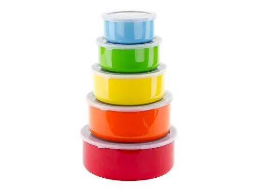 10 Pcs Colorful Stainless Steel Mixing Bowls Or Food Storage Containers Set W/Lids