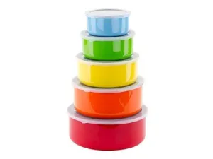 10 Pcs Colorful Stainless Steel Mixing Bowls Or Food Storage Containers Set W/Lids