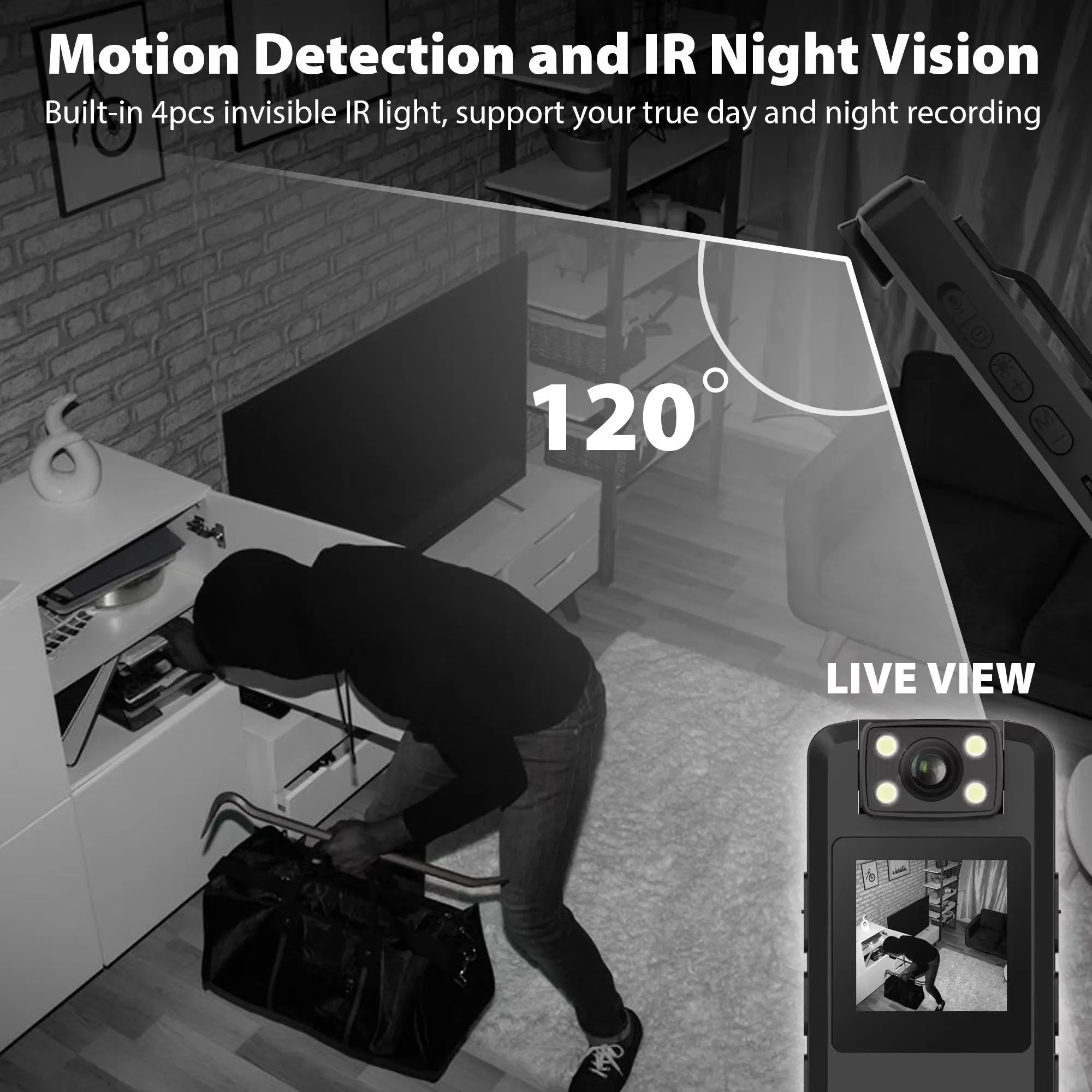 1080P Body Camera with Motion Detection and Night Vision