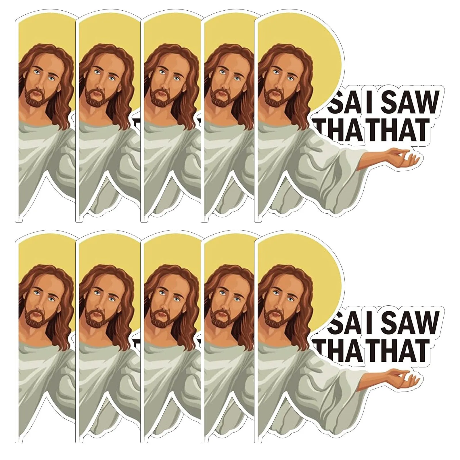 10pcs Car Sticker Jesus I Saw That Vinyl Decal Sticker Waterproof Faith Stickers for Laptops Water Bottles Christian Gift
