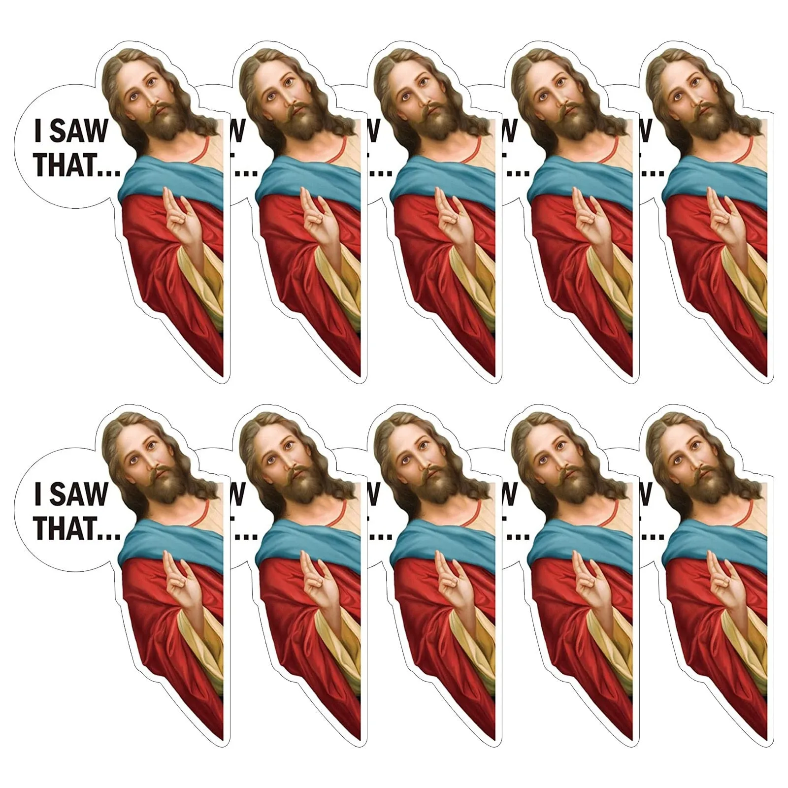 10pcs Car Sticker Jesus I Saw That Vinyl Decal Sticker Waterproof Faith Stickers for Laptops Water Bottles Christian Gift