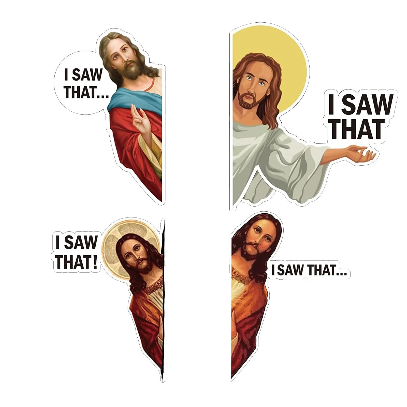 10pcs Car Sticker Jesus I Saw That Vinyl Decal Sticker Waterproof Faith Stickers for Laptops Water Bottles Christian Gift