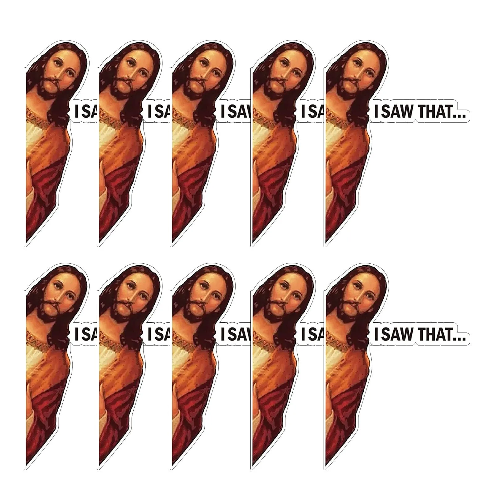 10pcs Car Sticker Jesus I Saw That Vinyl Decal Sticker Waterproof Faith Stickers for Laptops Water Bottles Christian Gift