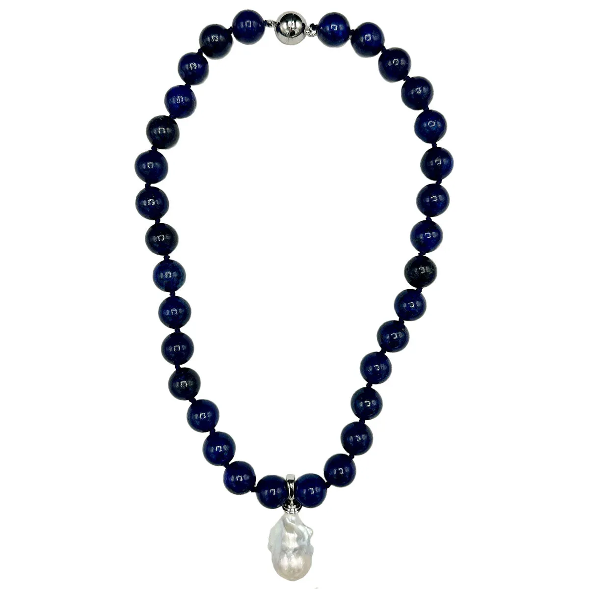 120-18|  LAPIS BLUE QUARTZ W/ WILD PEARL DROP