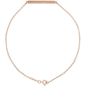 14K Rose Patterned Bar Bracelet