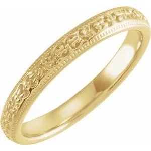14K Yellow 3 mm Patterned Band Size 7