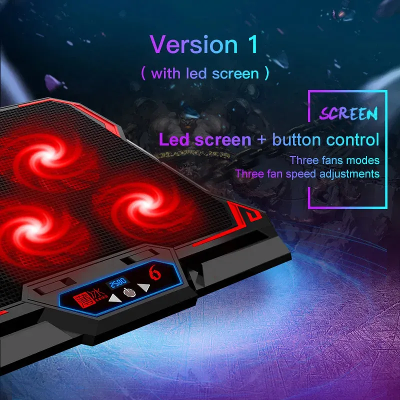 17-Inch Gaming Laptop Cooler with LED - 6 Fans