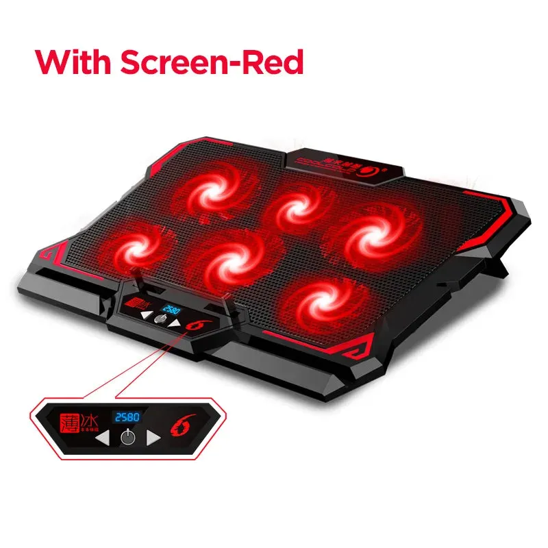 17-Inch Gaming Laptop Cooler with LED - 6 Fans