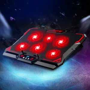 17-Inch Gaming Laptop Cooler with LED - 6 Fans
