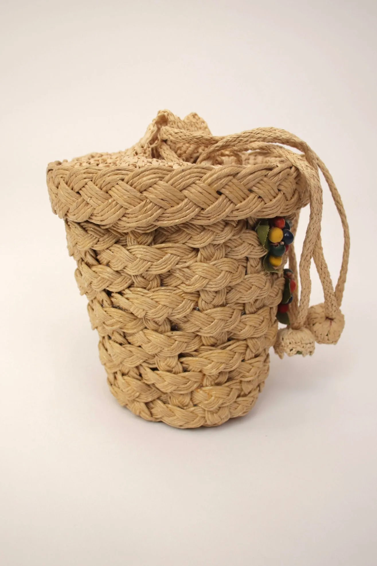 1950s Floral Appliqué Basket Bag