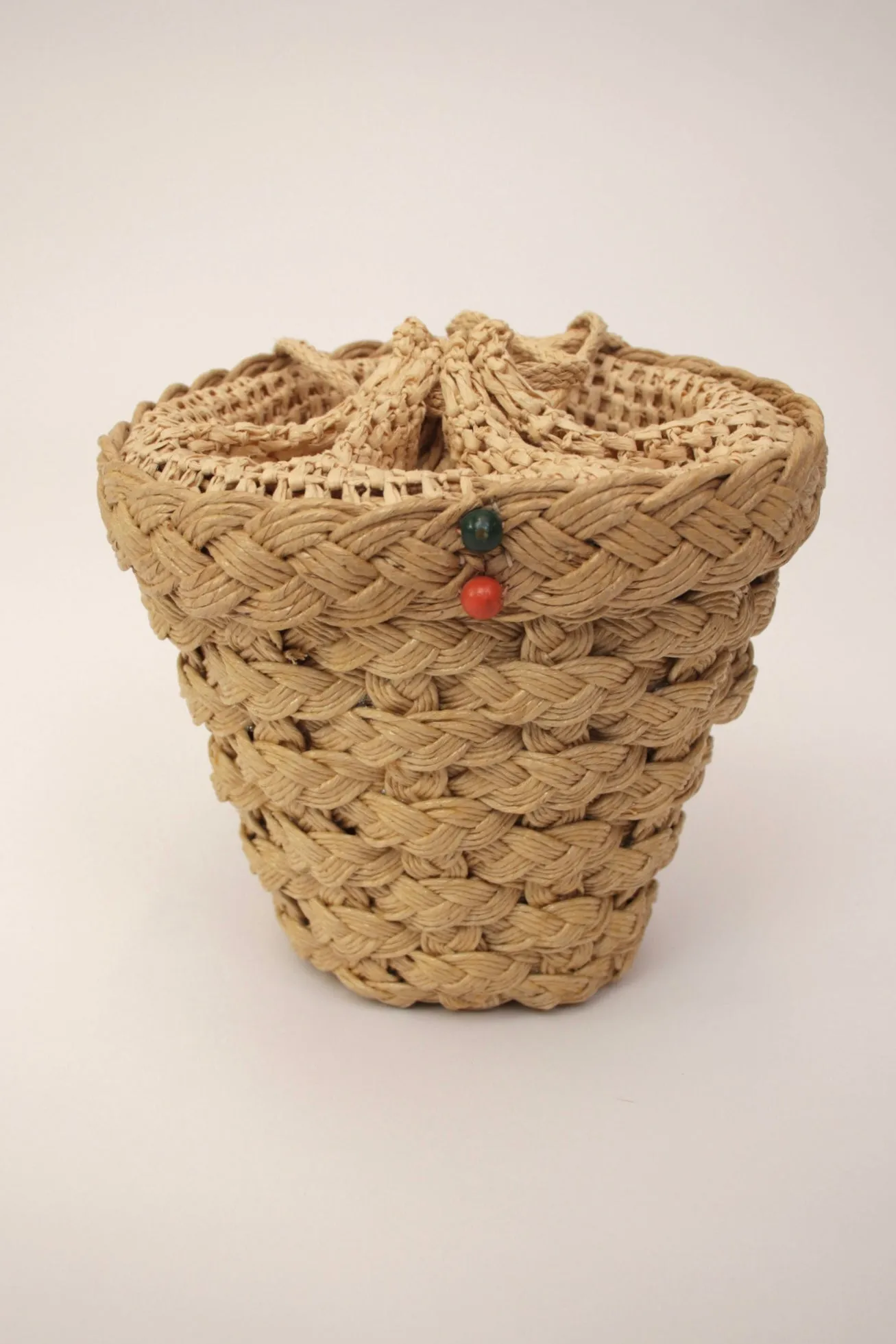 1950s Floral Appliqué Basket Bag