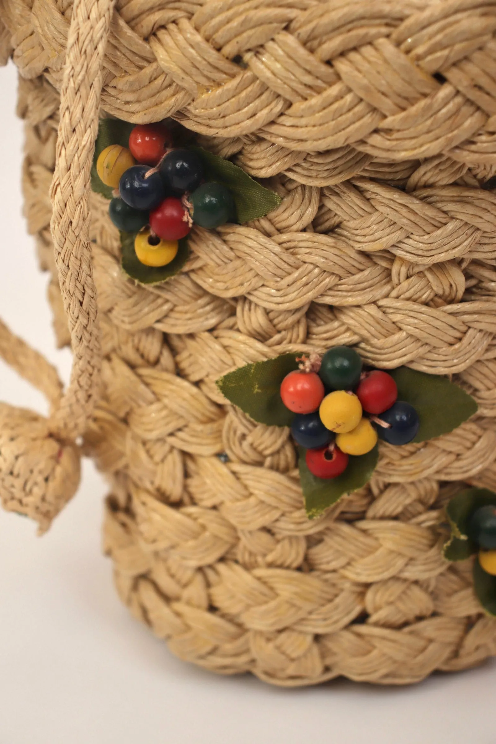 1950s Floral Appliqué Basket Bag