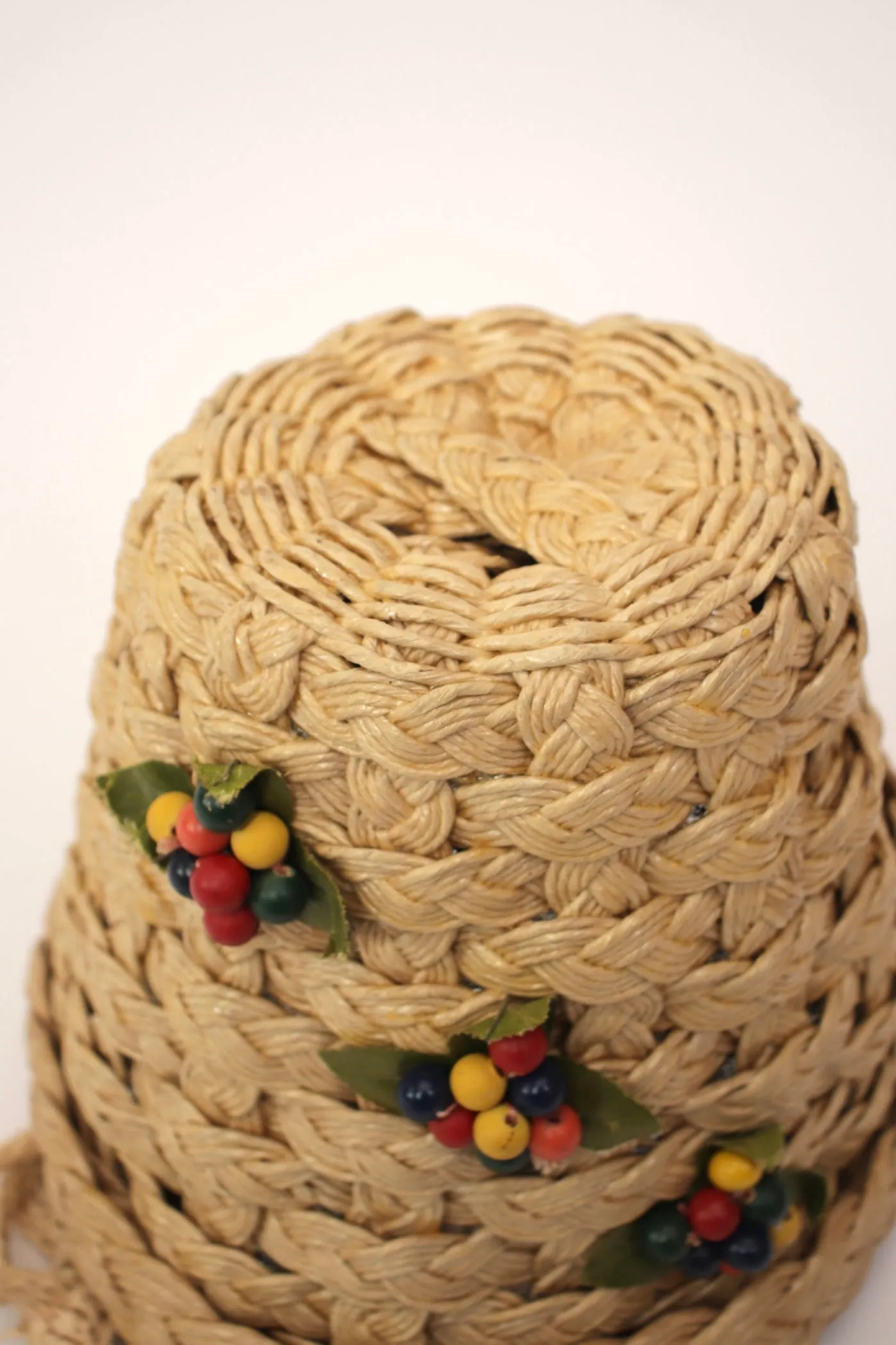 1950s Floral Appliqué Basket Bag
