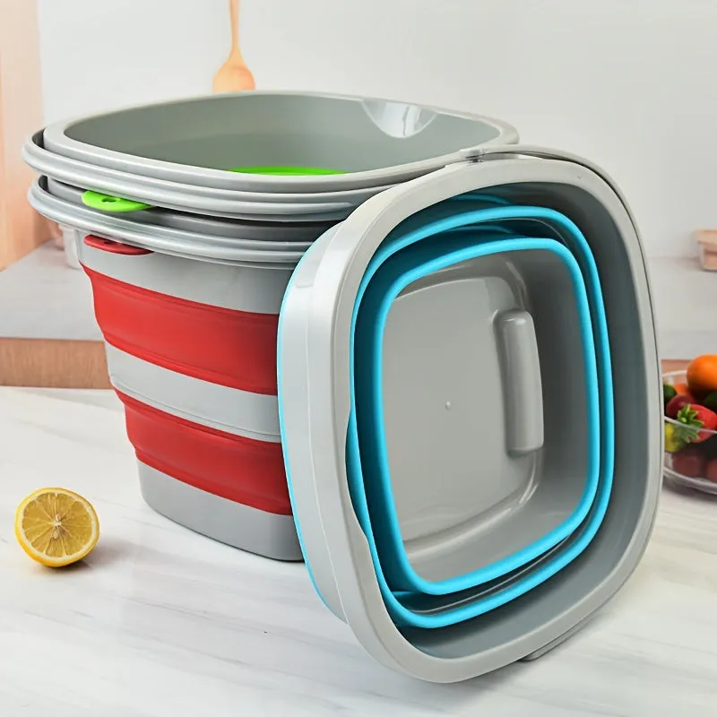 1pc Collapsible Plastic Bucket for Kitchen Storage