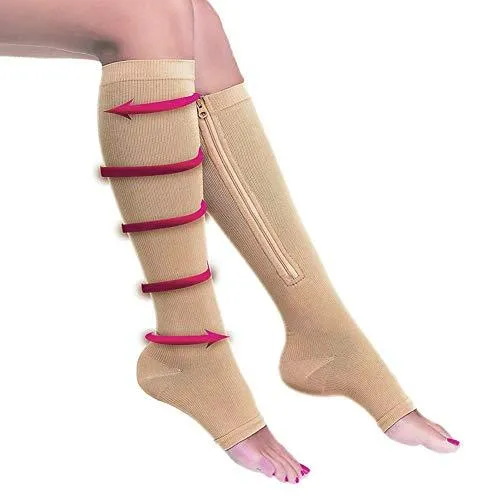 2 Pairs Compression Socks - Men/Women - 2 sizes - For Swollen Feet and Legs, Varicose Veins etc.