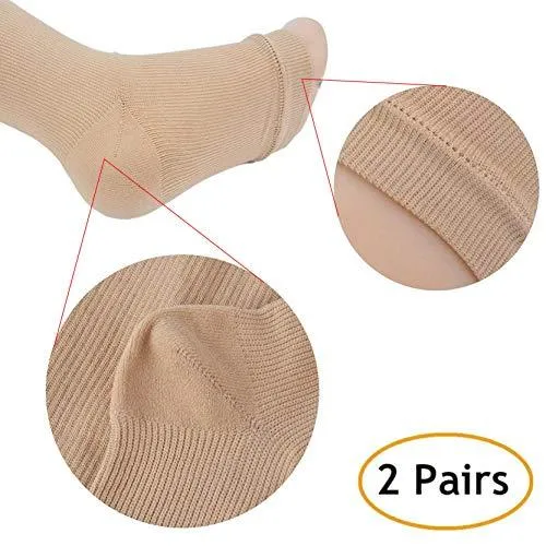 2 Pairs Compression Socks - Men/Women - 2 sizes - For Swollen Feet and Legs, Varicose Veins etc.