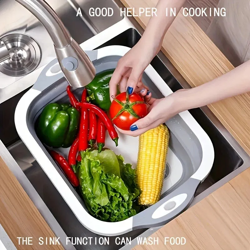 3-in-1 Collapsible Cutting Board, Wash Basin, Storage Basket