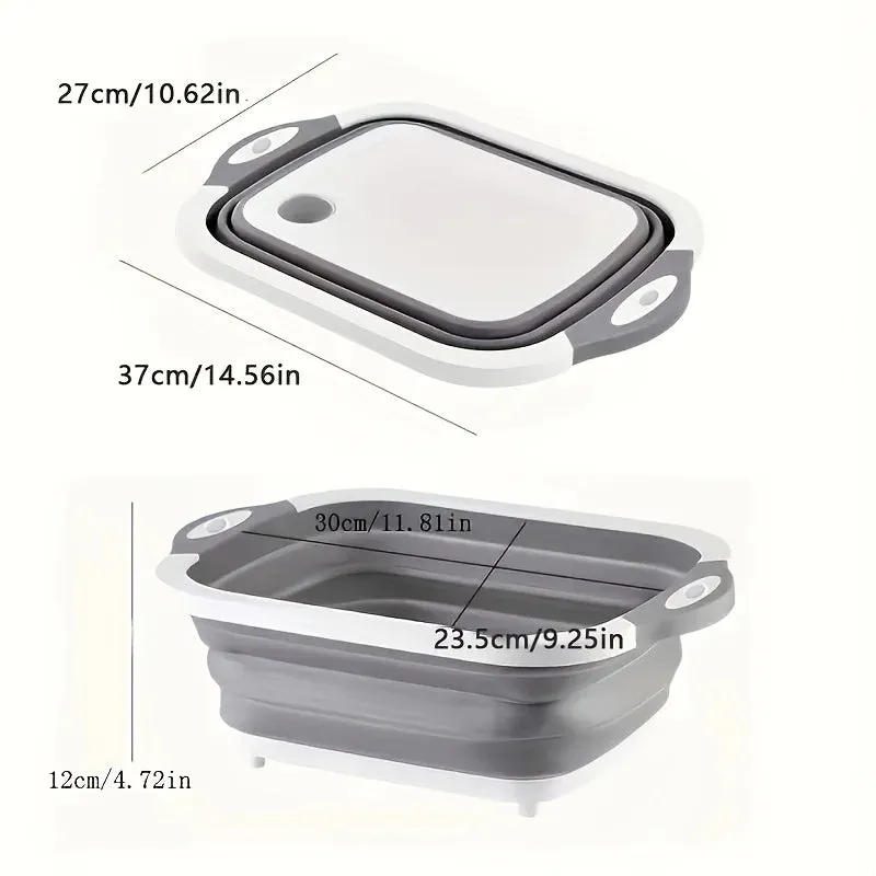 3-in-1 Collapsible Cutting Board, Wash Basin, Storage Basket