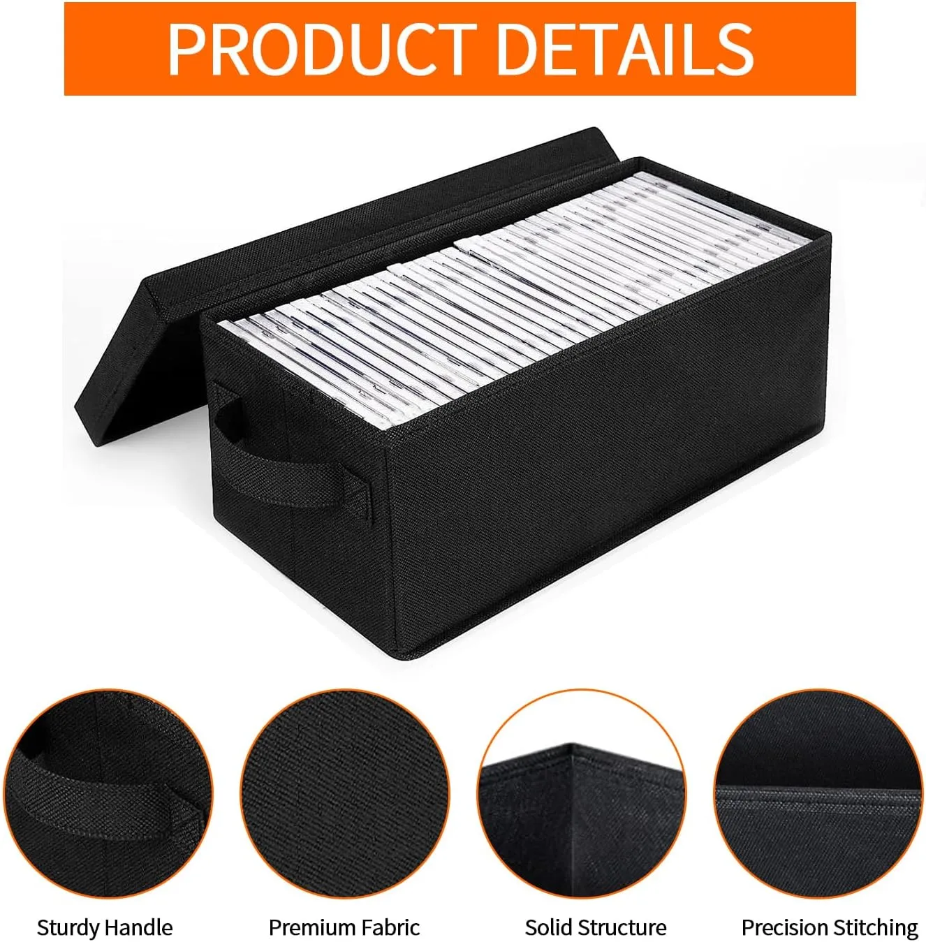 3 Pack CD Storage Box CD Case Container w/ Lids Holds 165CDs in Full Jewel Cases