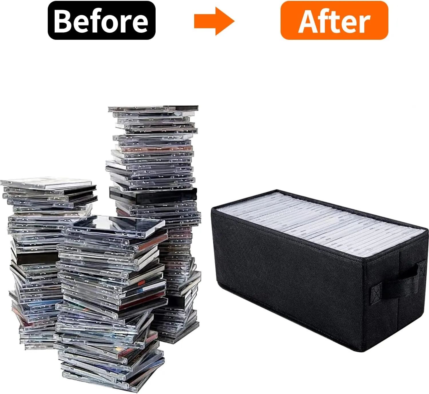 3 Pack CD Storage Box CD Case Container w/ Lids Holds 165CDs in Full Jewel Cases