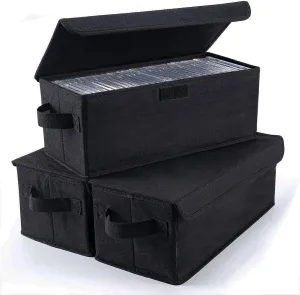 3 Pack CD Storage Box CD Case Container w/ Lids Holds 165CDs in Full Jewel Cases