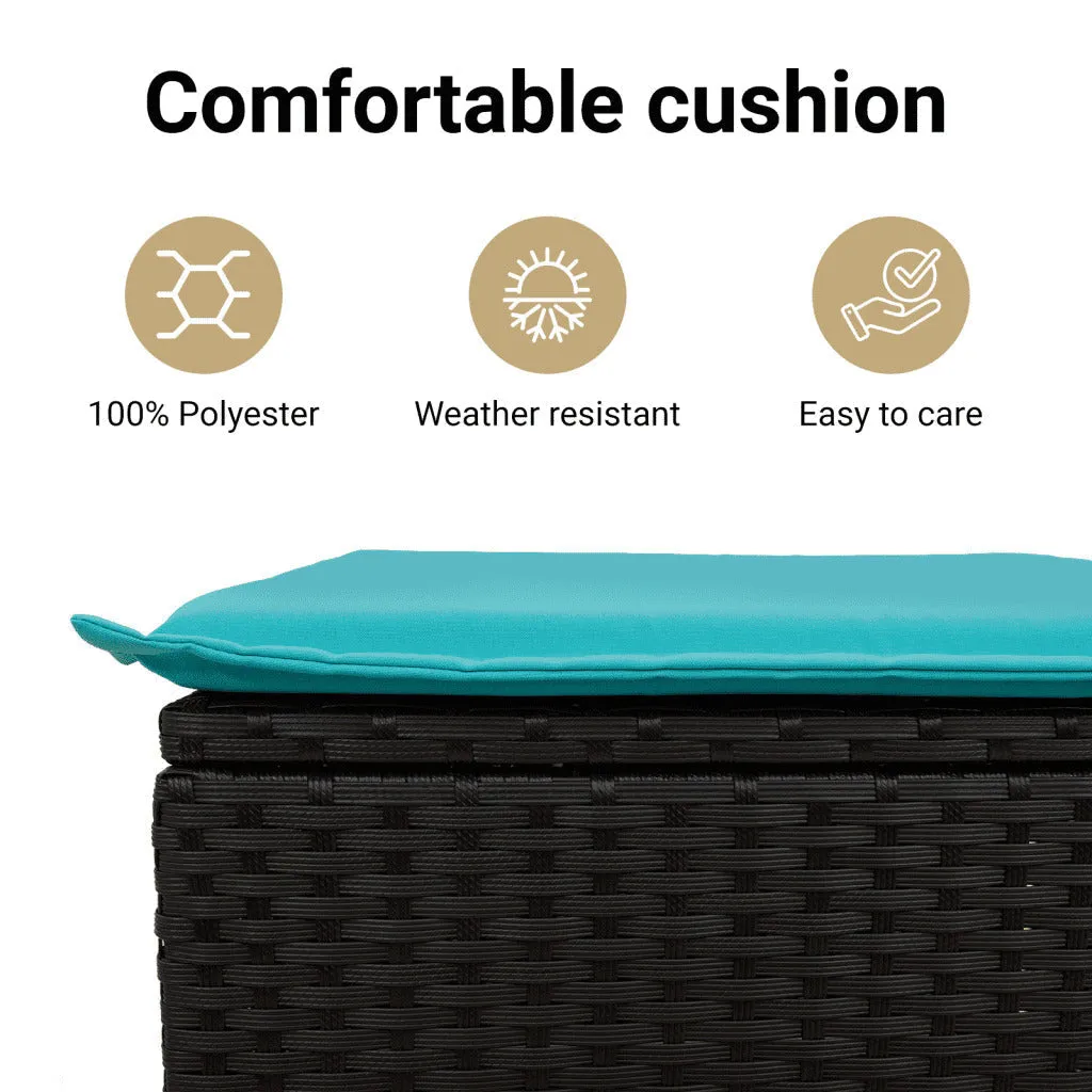 3 Piece Patio Sofa Set with Cushions Black Poly Rattan