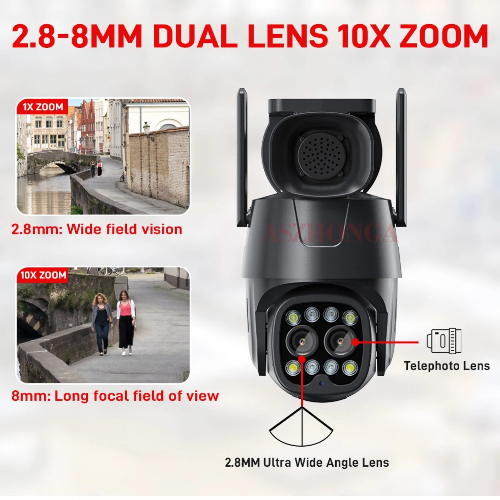 4G Camera 8MP Dual Lens (4MP 4MP) 1080p UHD AI Human Tracking 10X Zoom 360º PTZ