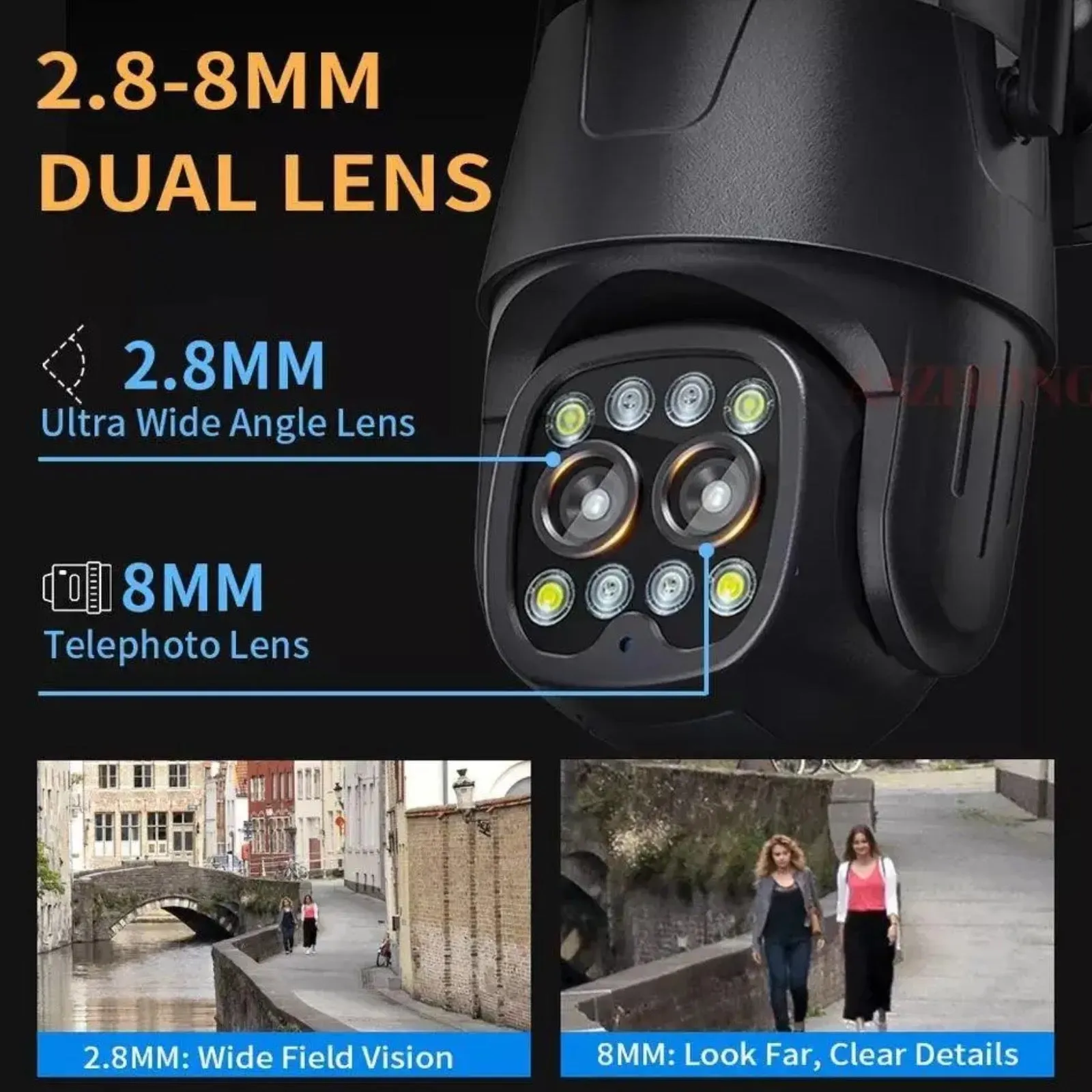 4G Camera 8MP Dual Lens (4MP 4MP) 1080p UHD AI Human Tracking 10X Zoom 360º PTZ