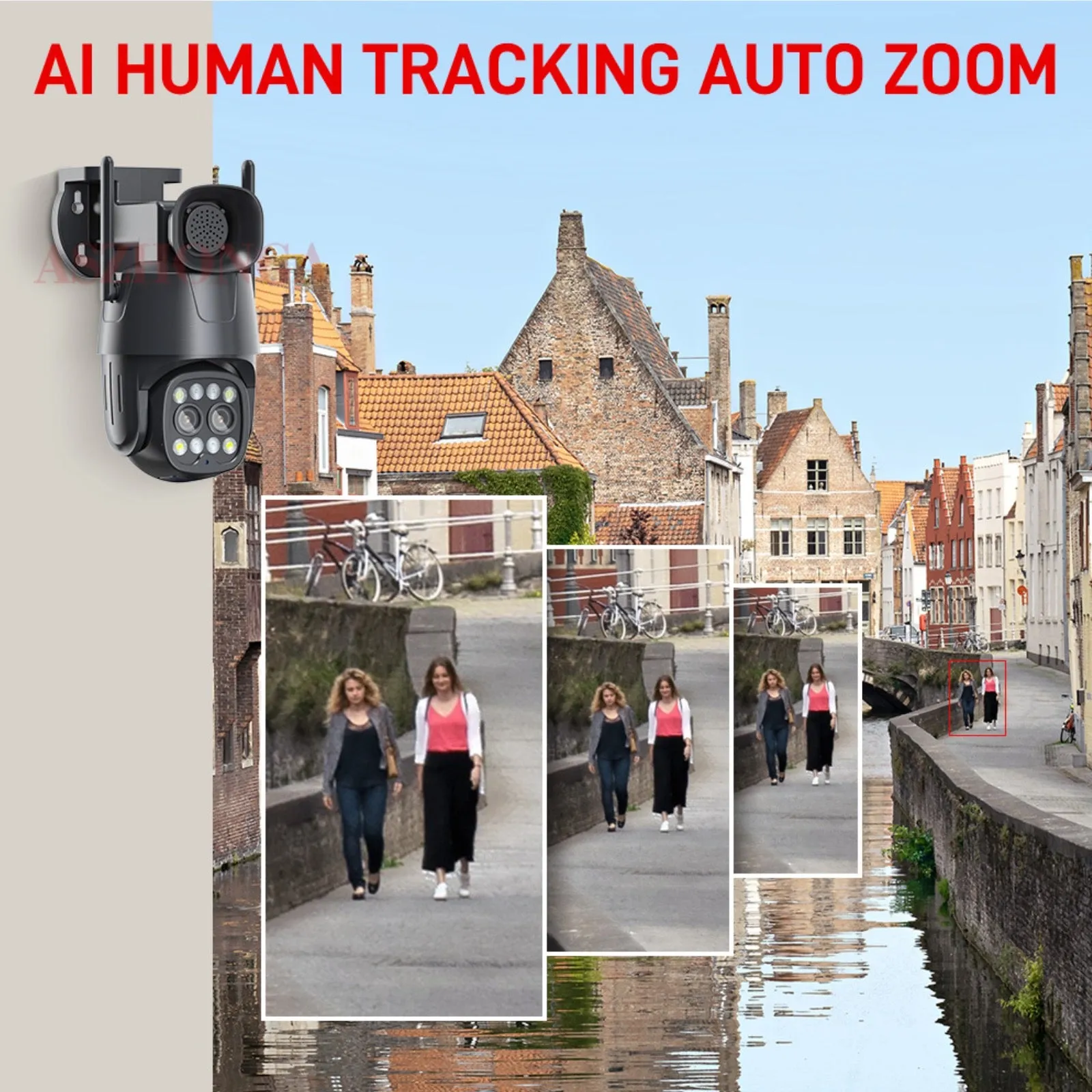 4G Camera 8MP Dual Lens (4MP 4MP) 1080p UHD AI Human Tracking 10X Zoom 360º PTZ