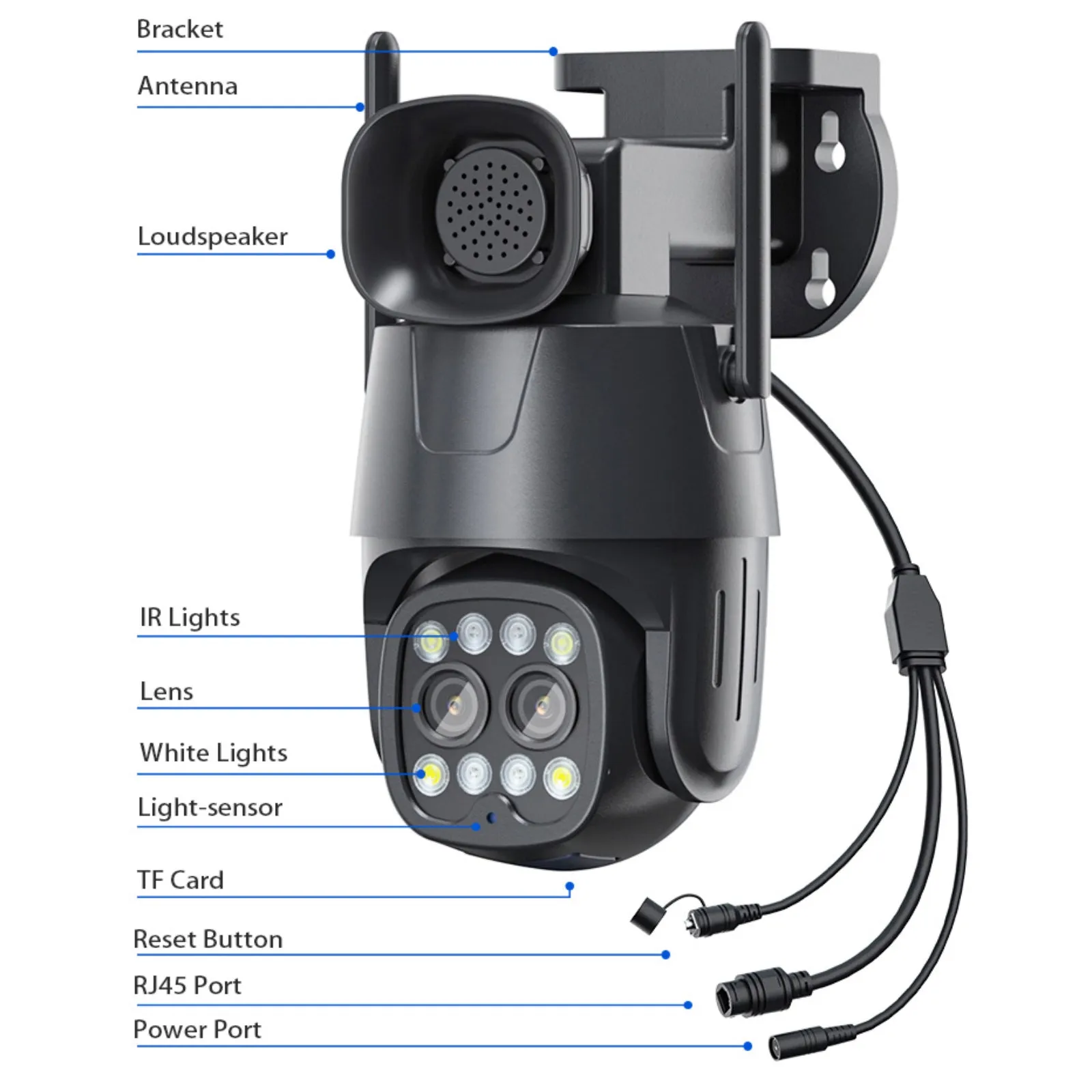 4G Camera 8MP Dual Lens (4MP 4MP) 1080p UHD AI Human Tracking 10X Zoom 360º PTZ