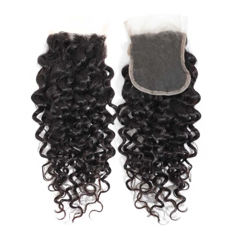 4x4 Jerry Curly Closure Free Part 100 Human Hair closure