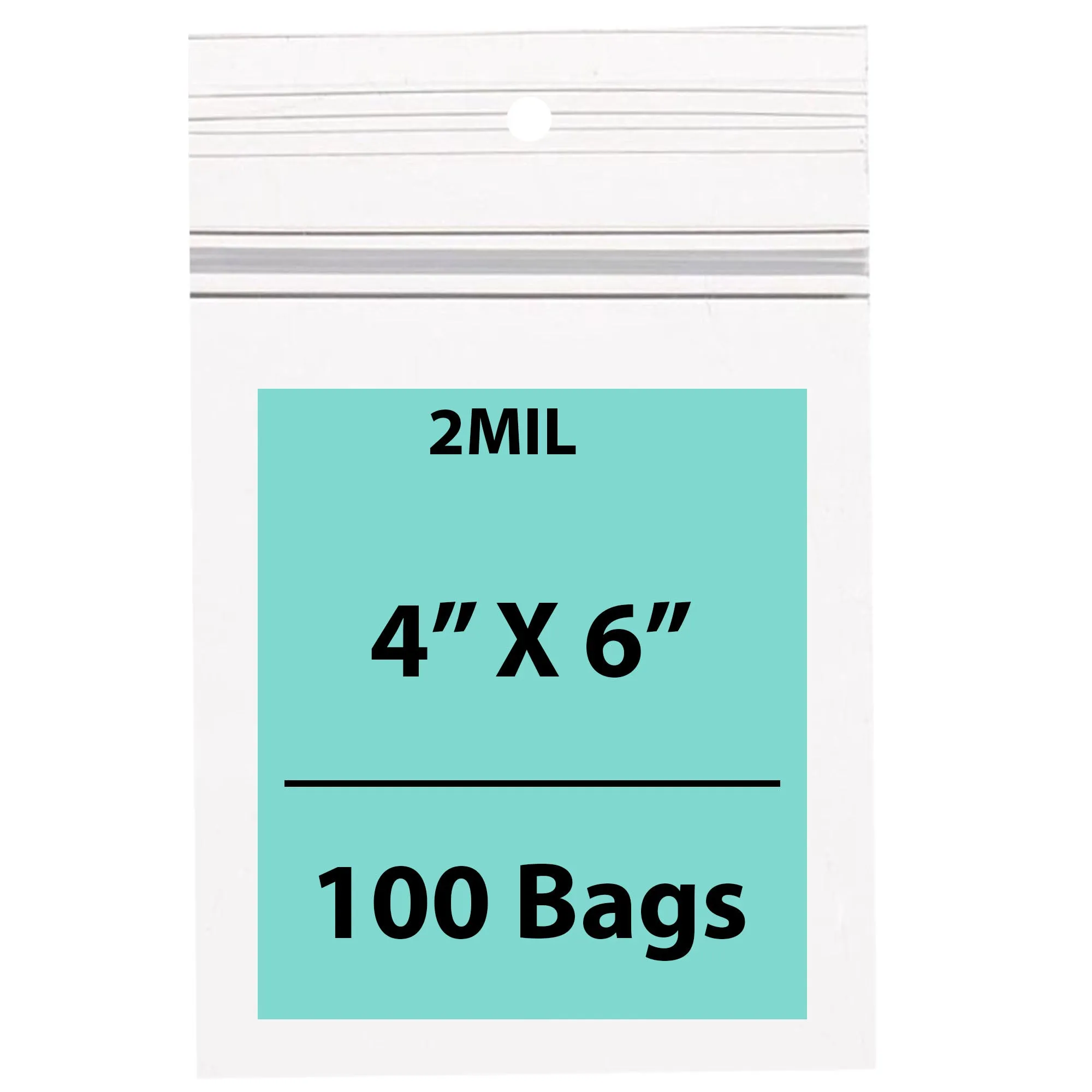 4X6 inches Polypropylene ZipLock Bags W/ Hang Hole 2 Mil Clear
