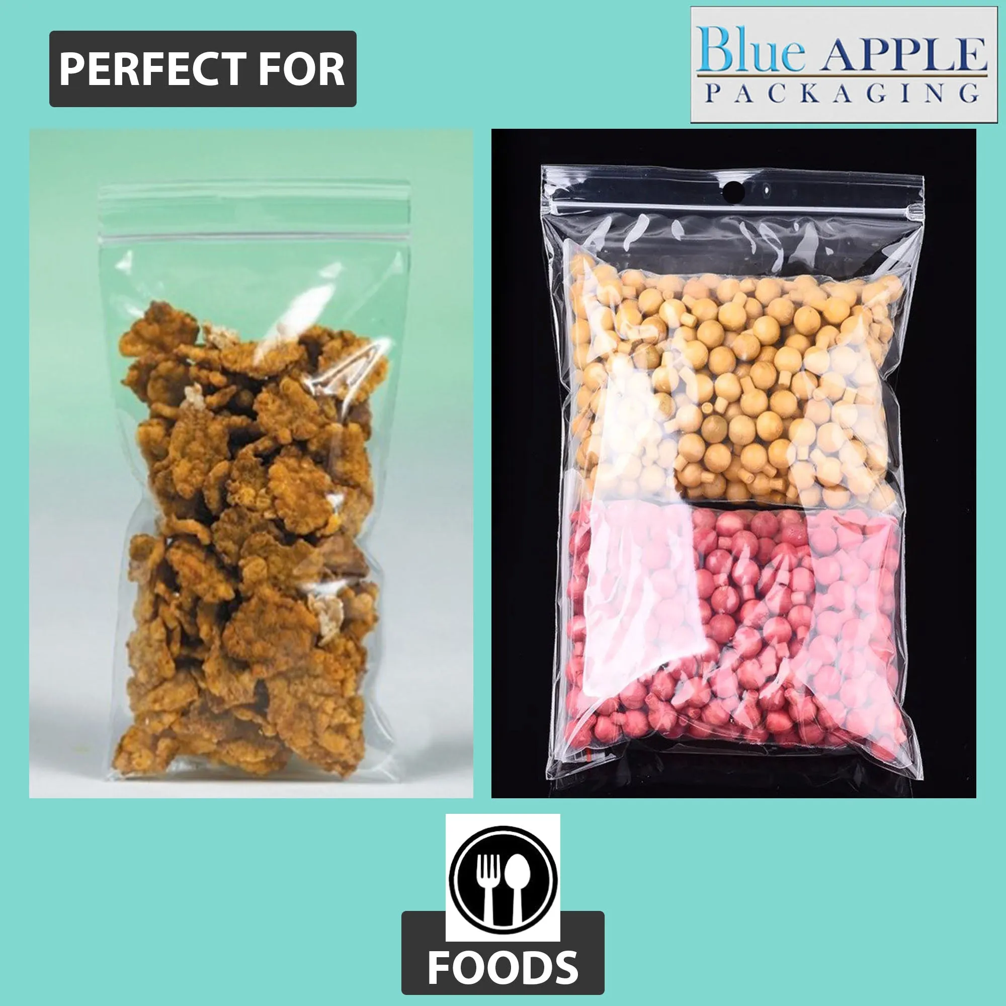 4X6 inches Polypropylene ZipLock Bags W/ Hang Hole 2 Mil Clear