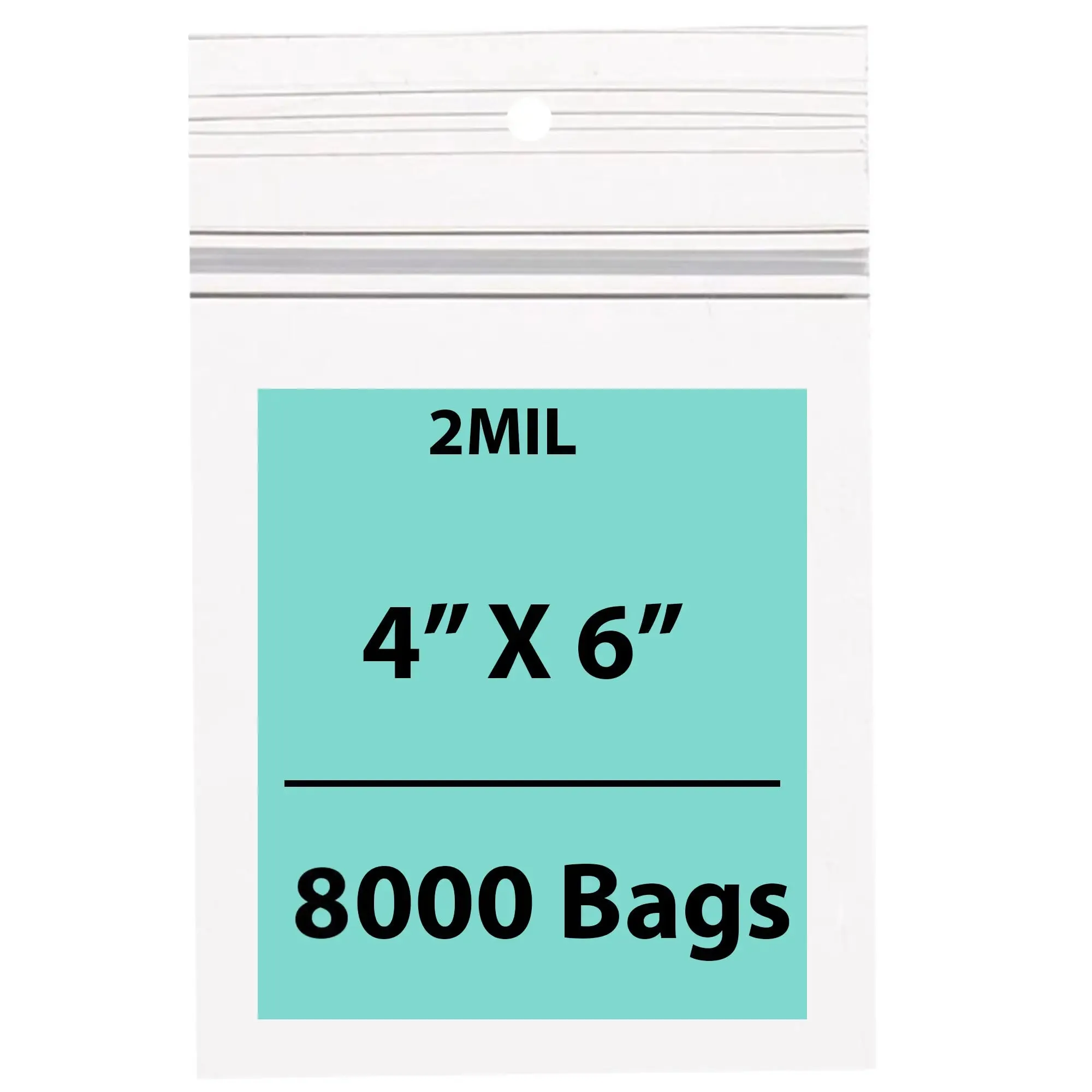4X6 inches Polypropylene ZipLock Bags W/ Hang Hole 2 Mil Clear