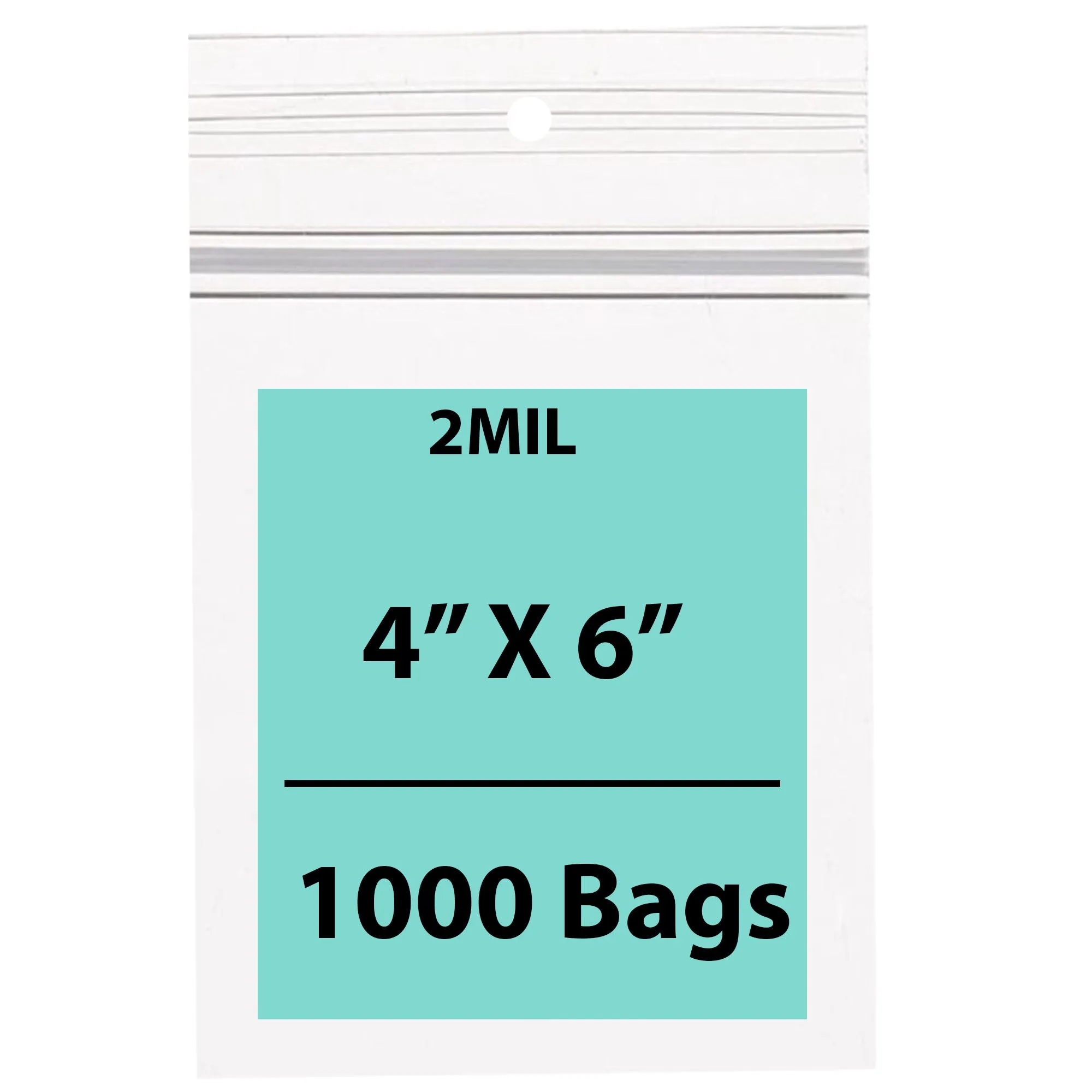 4X6 inches Polypropylene ZipLock Bags W/ Hang Hole 2 Mil Clear