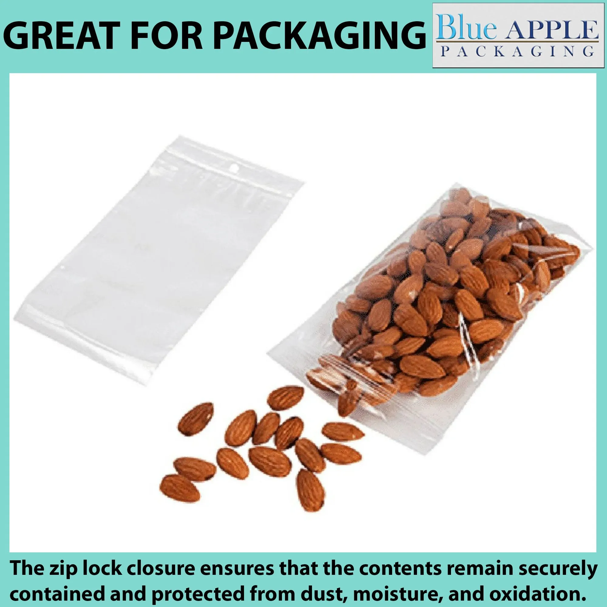 4X6 inches Polypropylene ZipLock Bags W/ Hang Hole 2 Mil Clear