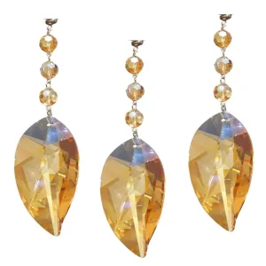 5" CHAMPAGNE CRYSTAL LEAF -  Magnetic Chandelier Crystal (Set/3)
