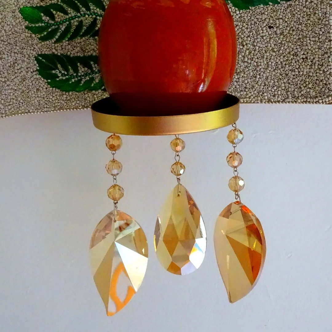 5" CHAMPAGNE CRYSTAL LEAF -  Magnetic Chandelier Crystal (Set/3)