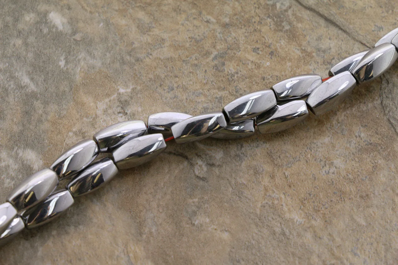 5X12mm Magnetic Hematite Silver Twist Mh32