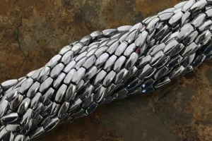 5X12mm Magnetic Hematite Silver Twist Mh32