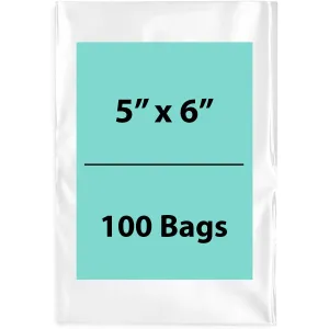 5X6 inches Clear Flat Poly Bags 2Mil Open Top (LDPE)