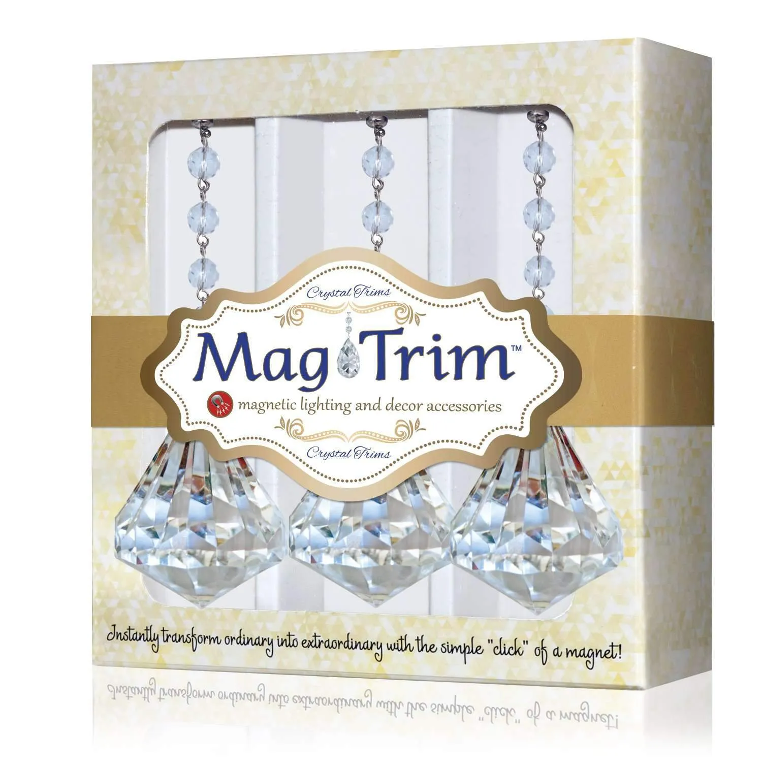 6" CLEAR ACRYLIC DIAMOND - Magnetic Chandelier Crystal TrimKit® (Box of 3)
