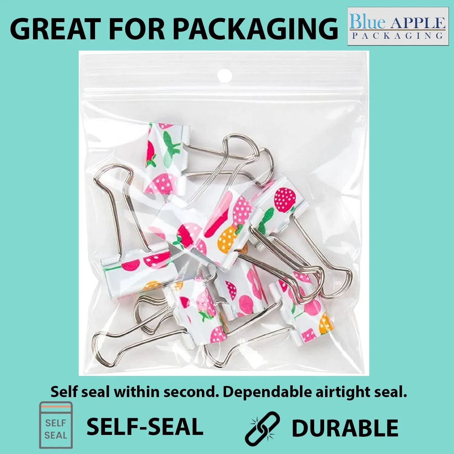 6X9 inches Reclosable Poly Bags with Hang Hole 4 Mil (LDPE) Single Track Zipper
