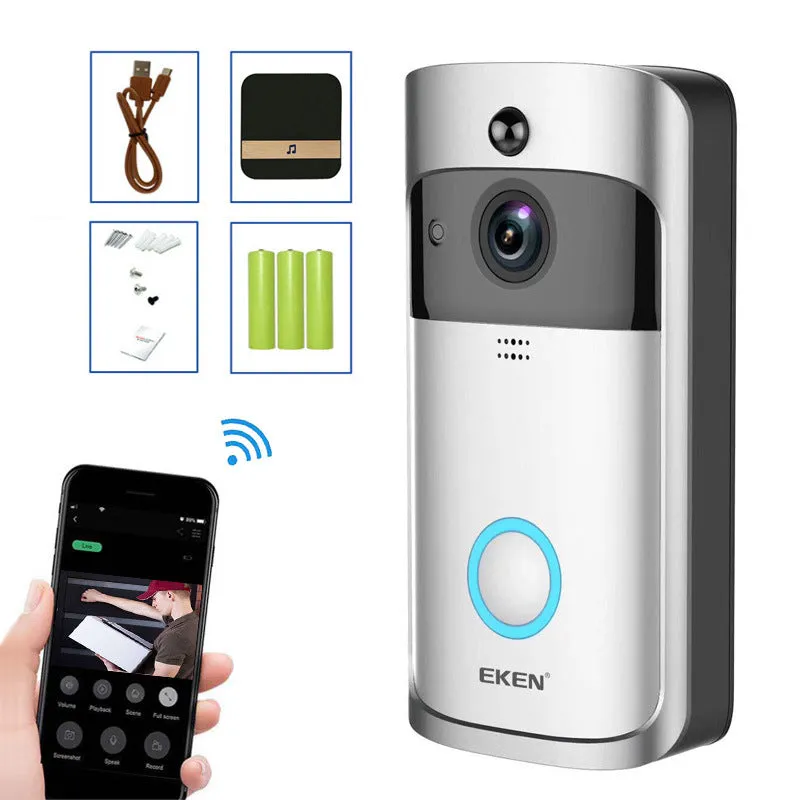 720P HD V5 Wireless Smart Doorbell with Night Vision, PIR Motion Detection, Two-way Audio, Weather Resistant