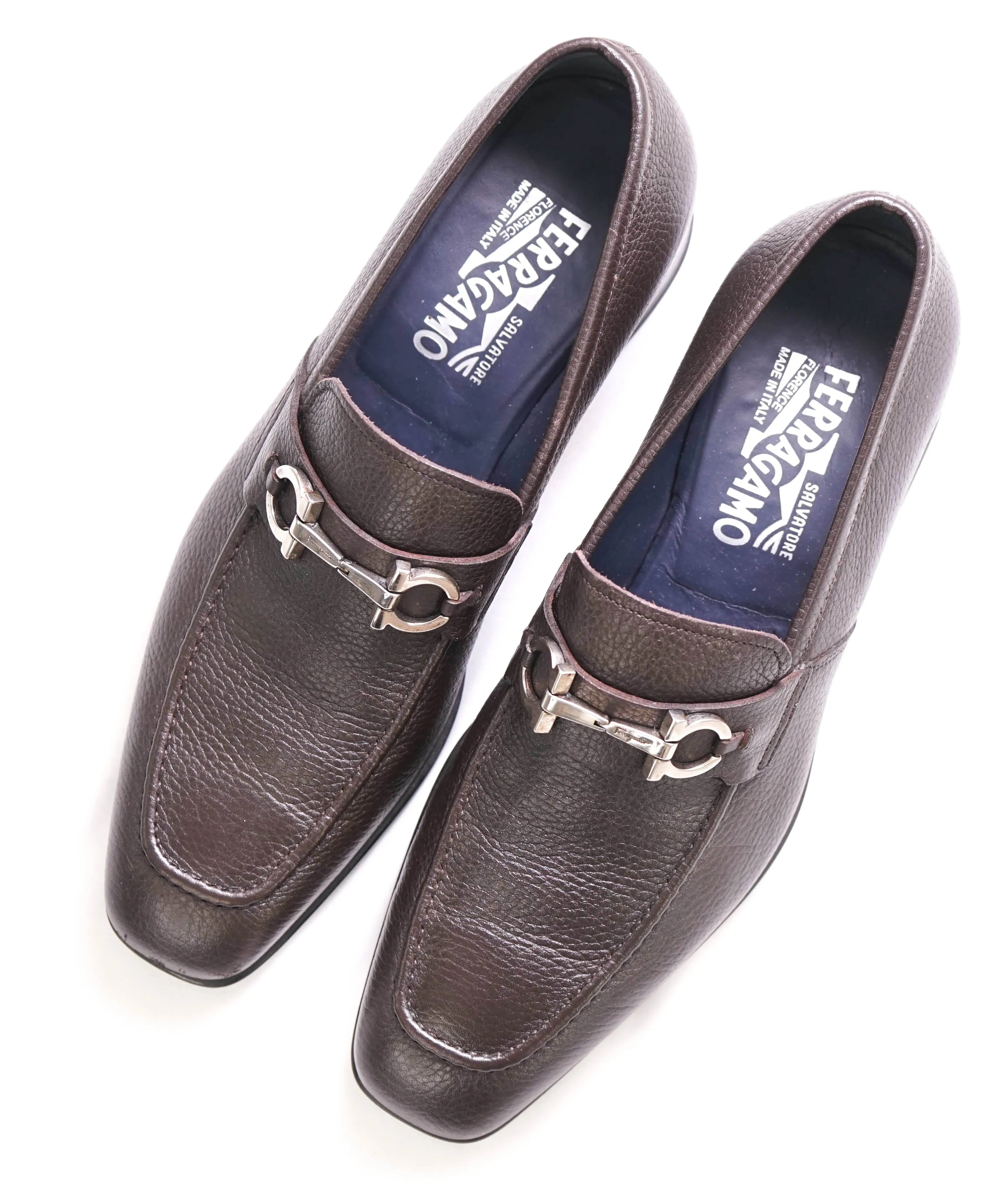 $750 SALVATORE FERRAGAMO - Brown Gancini Bit Loafer - 9 D US