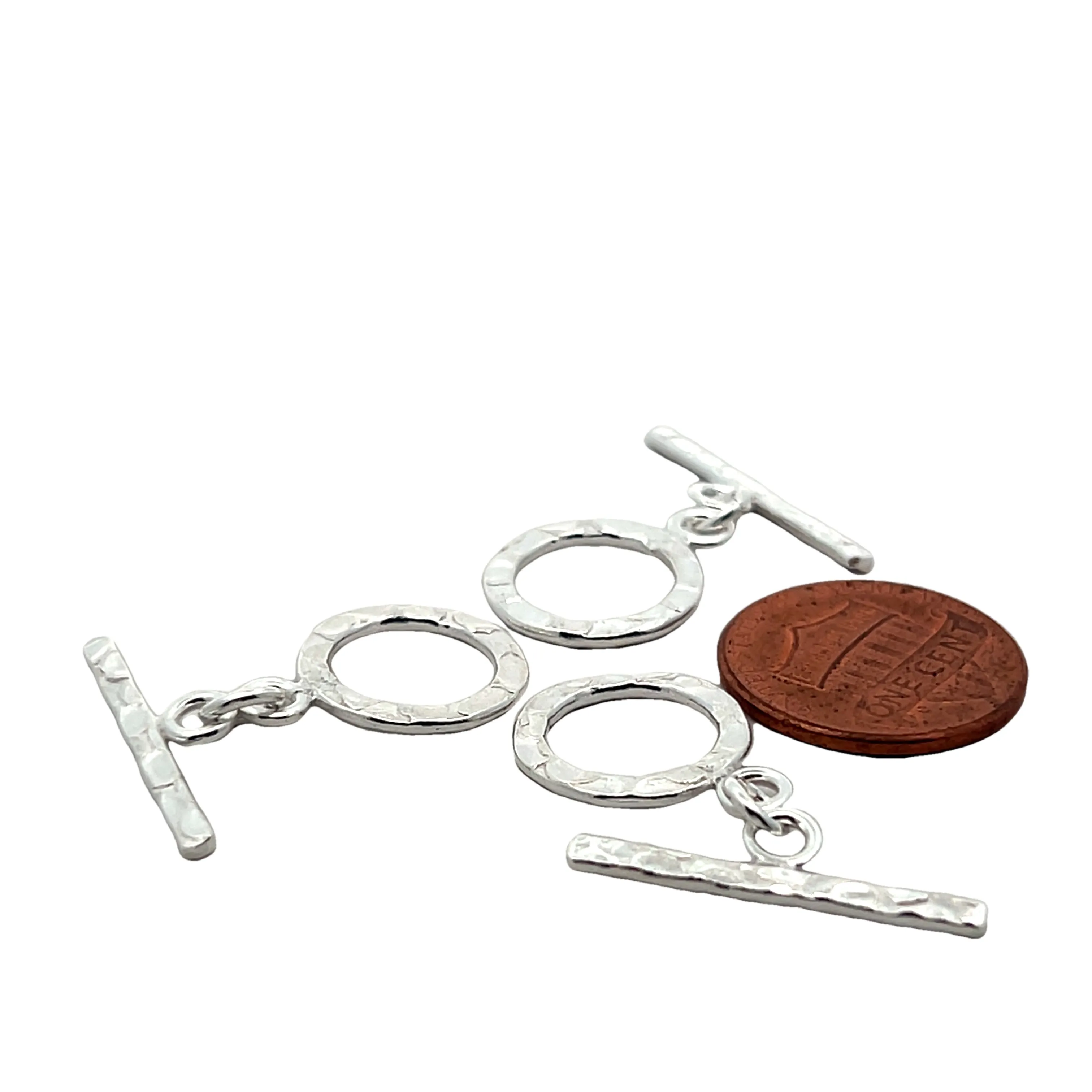925 Silver Toggles 3 Pcs Sterling Silver Hammered/Patterned Toggle #T9SS