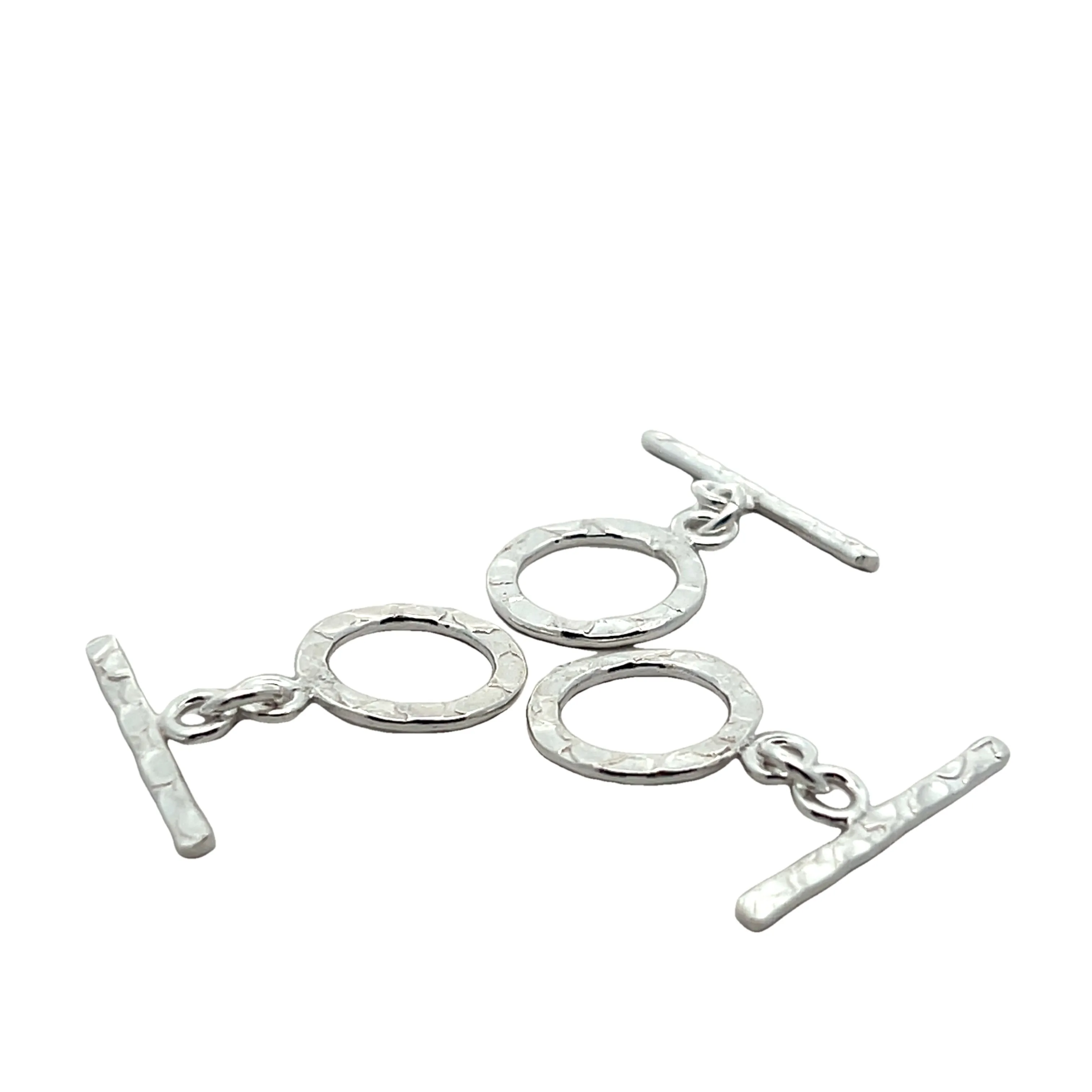 925 Silver Toggles 3 Pcs Sterling Silver Hammered/Patterned Toggle #T9SS