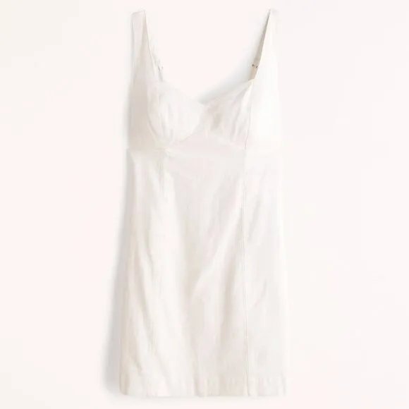 Abercrombie Corset Seamed Linen Blend Mini Dress