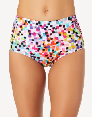 Abstract Dot Convertible Shirred Bikini Bottom