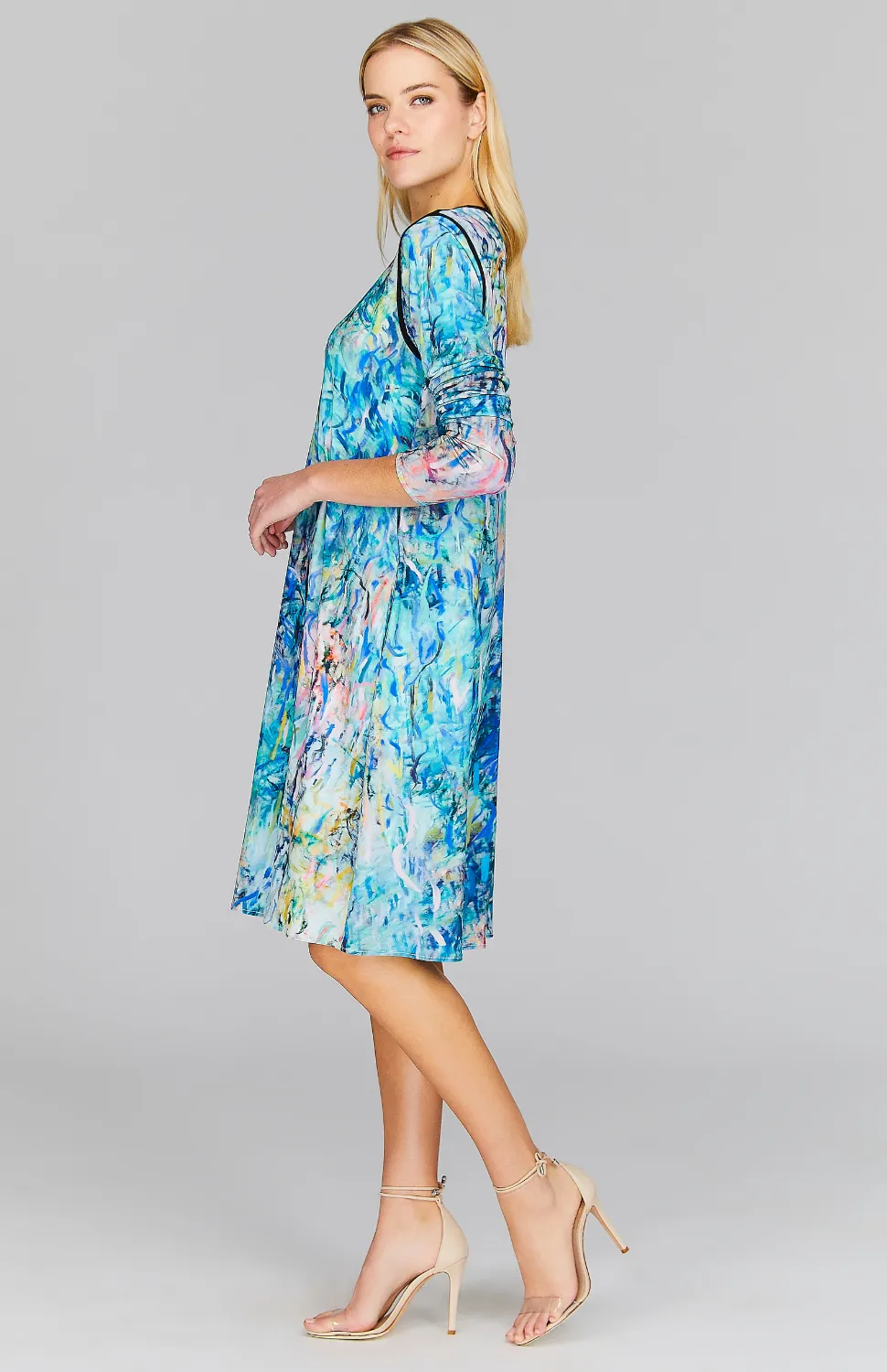 Abstract Willow Short Swing Dress w/ Piping